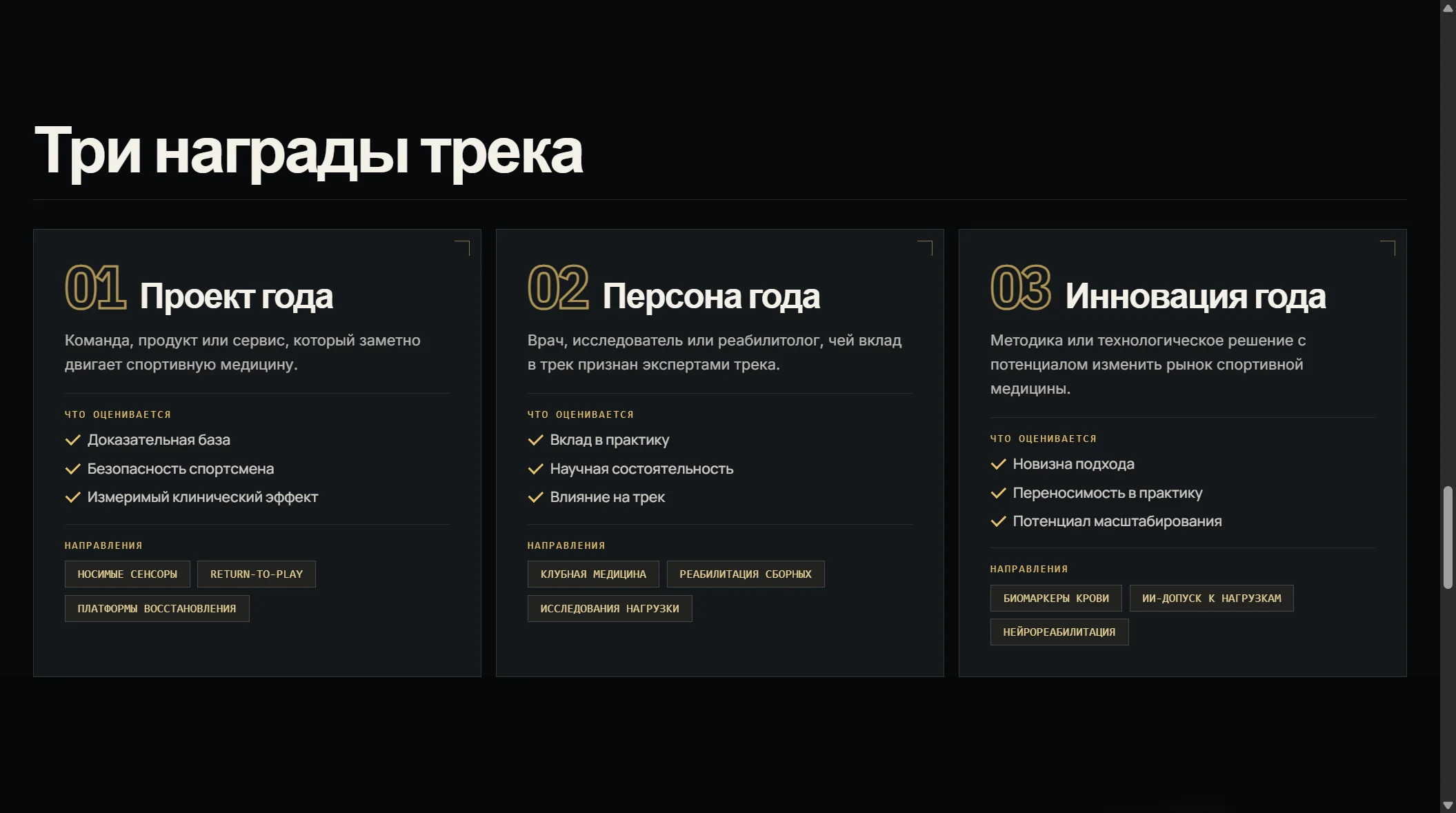Карточки номинаций и критериев оценки премии «Лидеры индустрии»